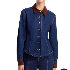 Cinq à Sept Blue and Brown Button Down Shirt